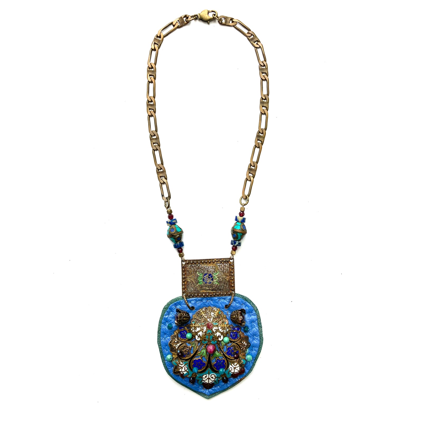 SHIELD NECKLACE : Sun Rays, Periwinkle – G i l d e d M a n e
