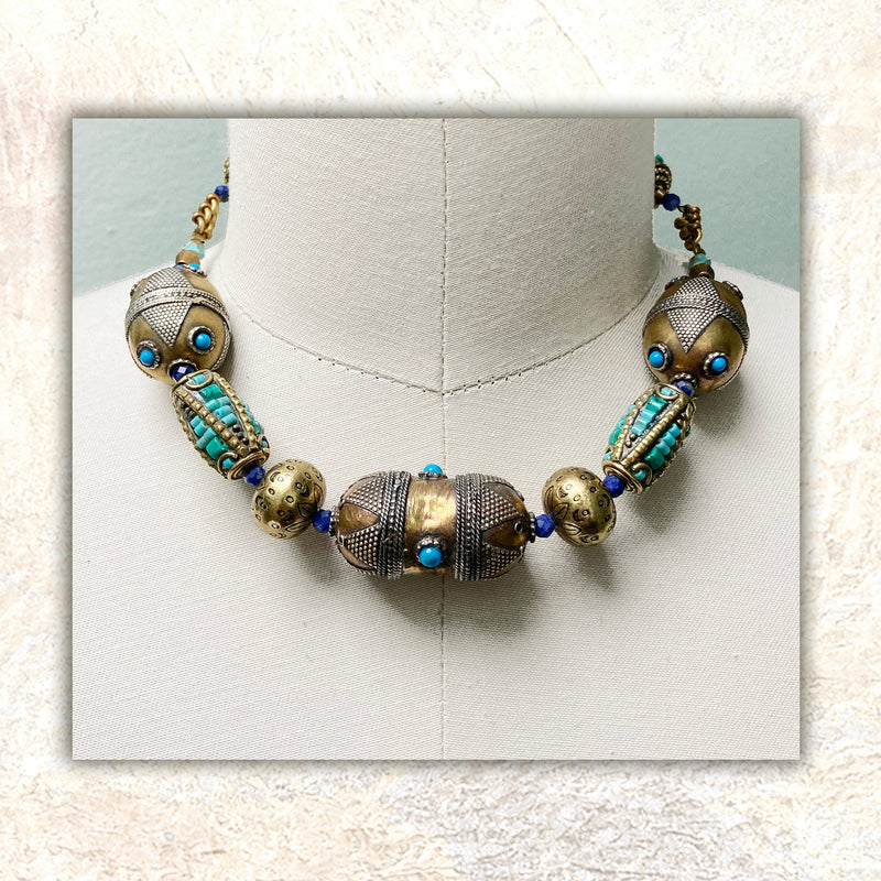 Real Tibetan Necklace With Semiprecious Stones - Design 7 – AristaBeads  Jewelry