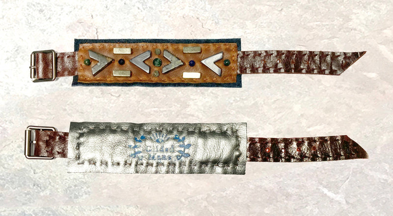 BOYFRIEND BRACELET : Lapis & Jasper Eye on Camel Leather G i l d e d   M a n e