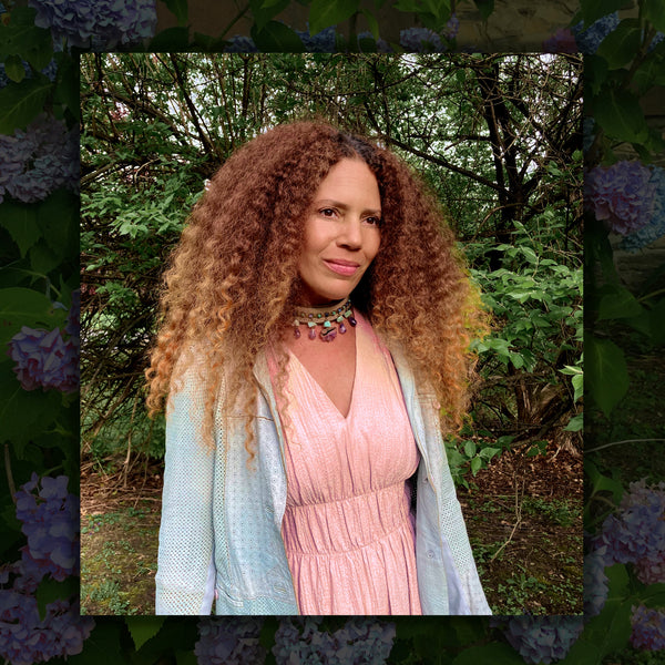 EMBELLISHED CHOKER : Amethyst & Amazonite on Taupe Leather G i l d e d   M a n e