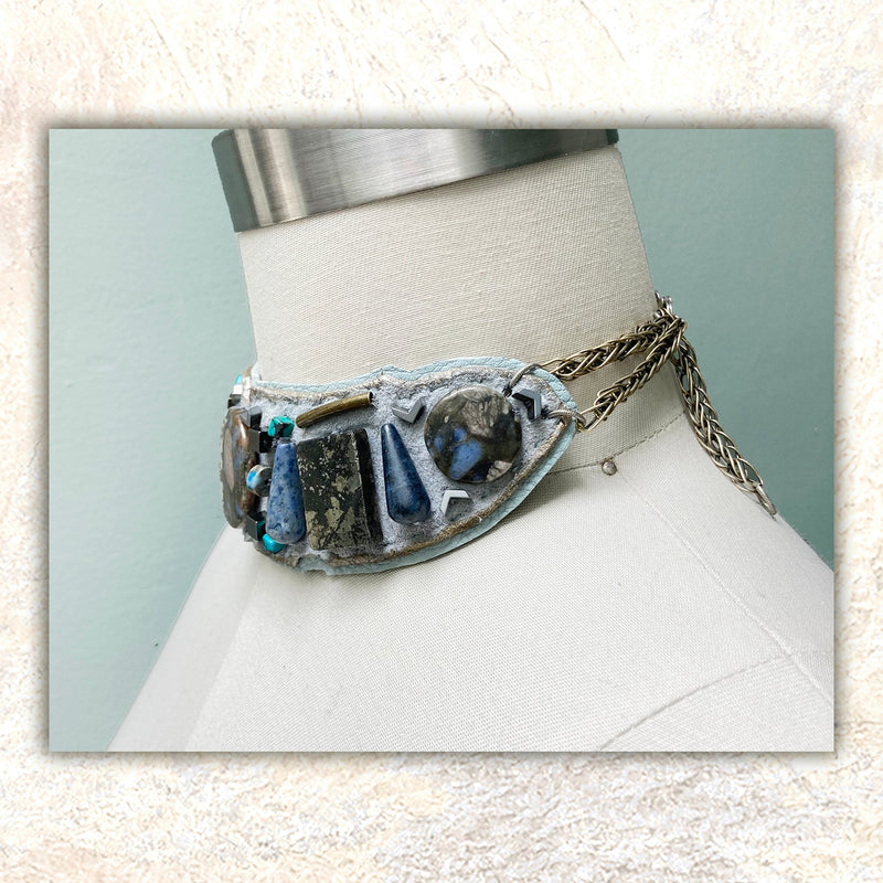 EMBELLISHED CHOKER : Jasper & Turquoise G i l d e d   M a n e