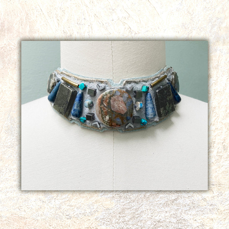EMBELLISHED CHOKER : Jasper & Turquoise G i l d e d   M a n e