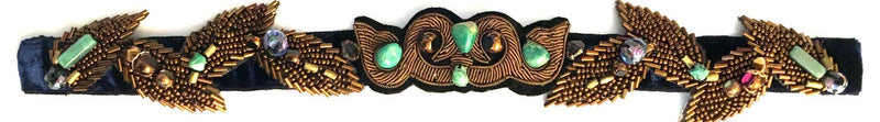 EMBROIDERED HEADBAND : Zardozi Embroidery & Turquoise G i l d e d   M a n e