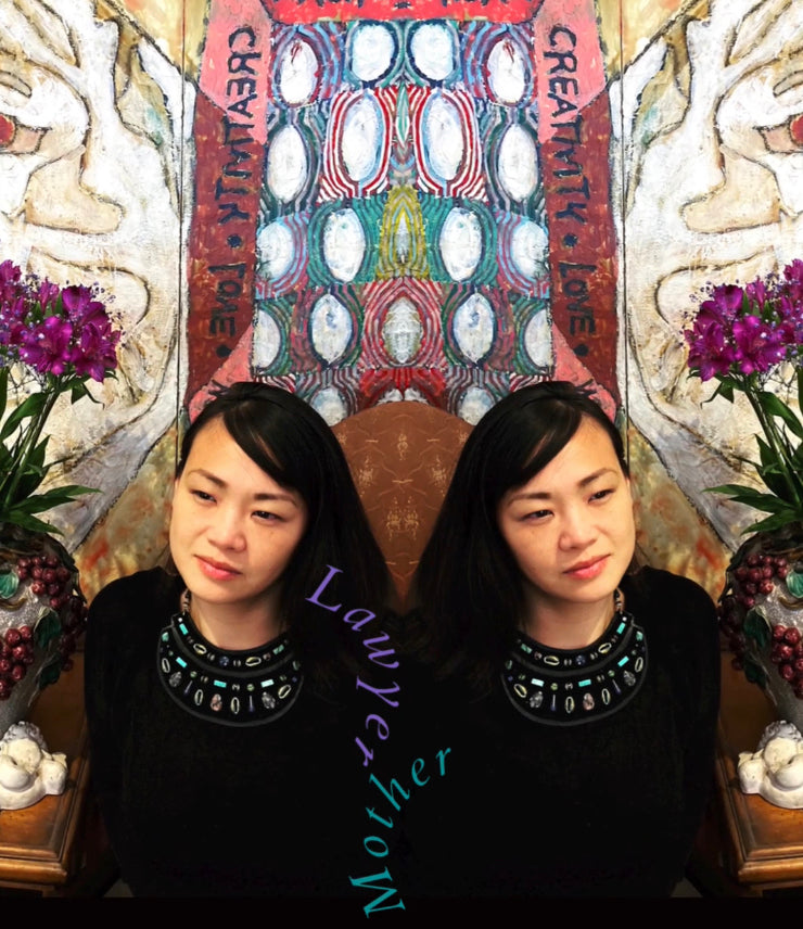 GAIA SHIELD NECKLACE : Turquoise & Jasper on Black Leather G i l d e d   M a n e
