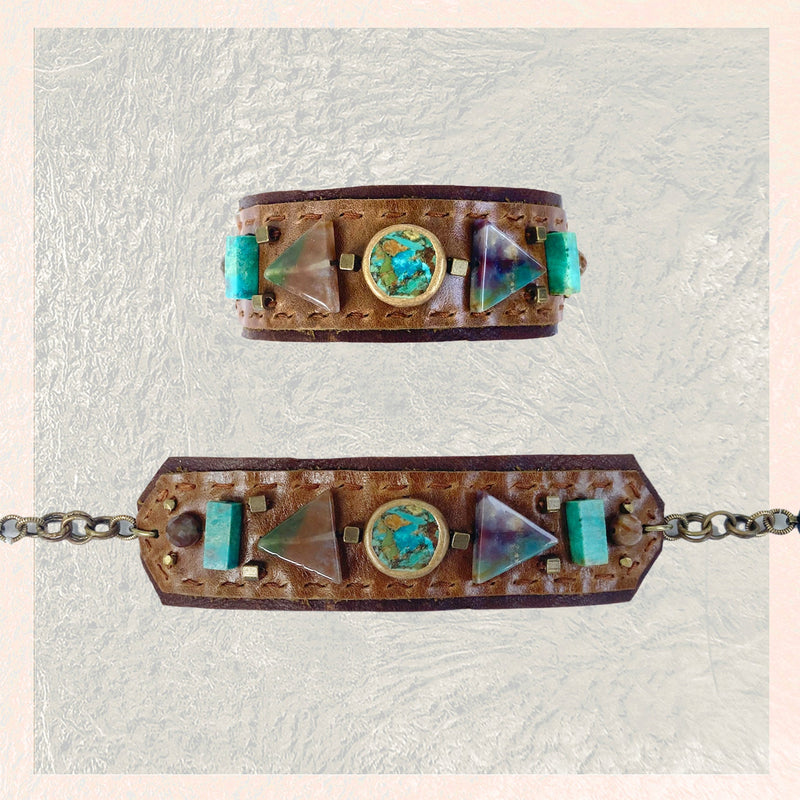 GILDED WRISTBAND : Turquoise & Agate G i l d e d   M a n e