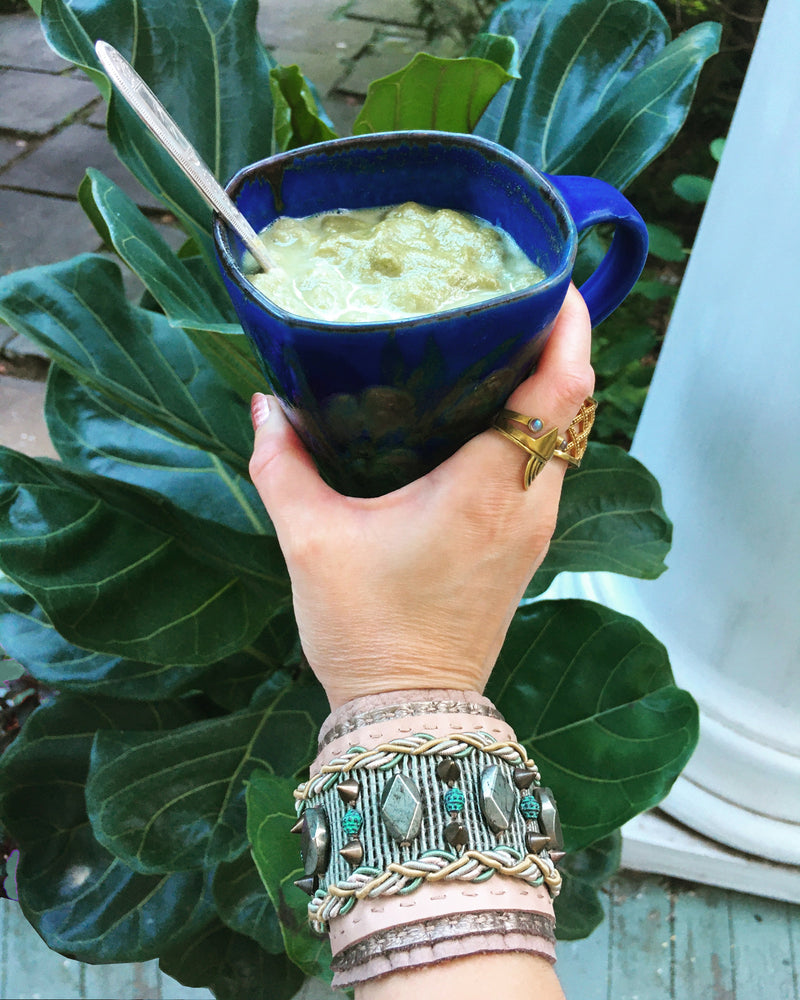 LEATHER CUFF : Pyrite & Oxidized Green Brass G i l d e d   M a n e