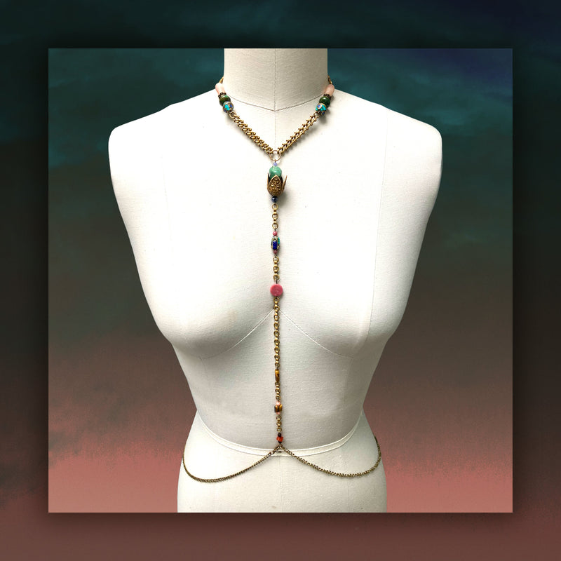 MERIDIAN CHAIN : Turquoise & Vintage Brass Fleur-de-Lis G i l d e d   M a n e