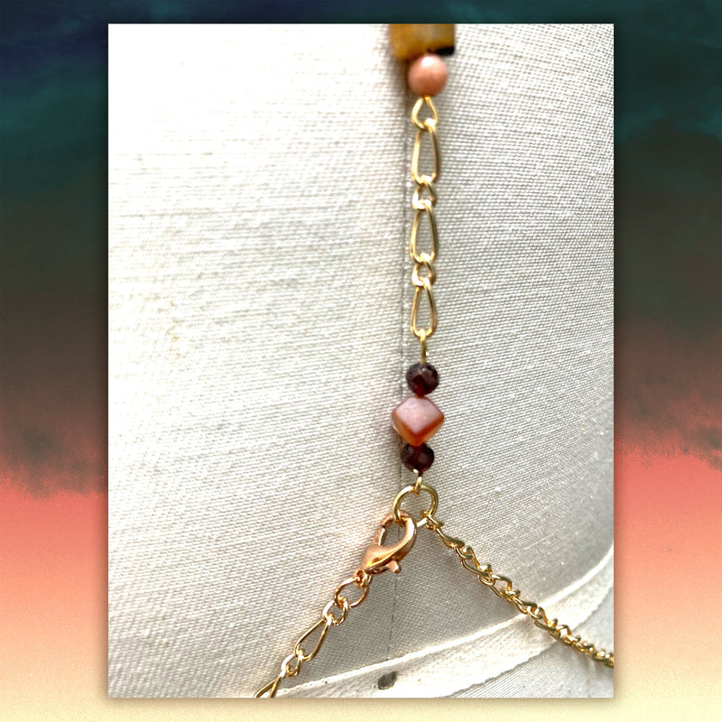 MERIDIAN CHAIN : Zardozi & Turquoise on Metallic Leather G i l d e d   M a n e