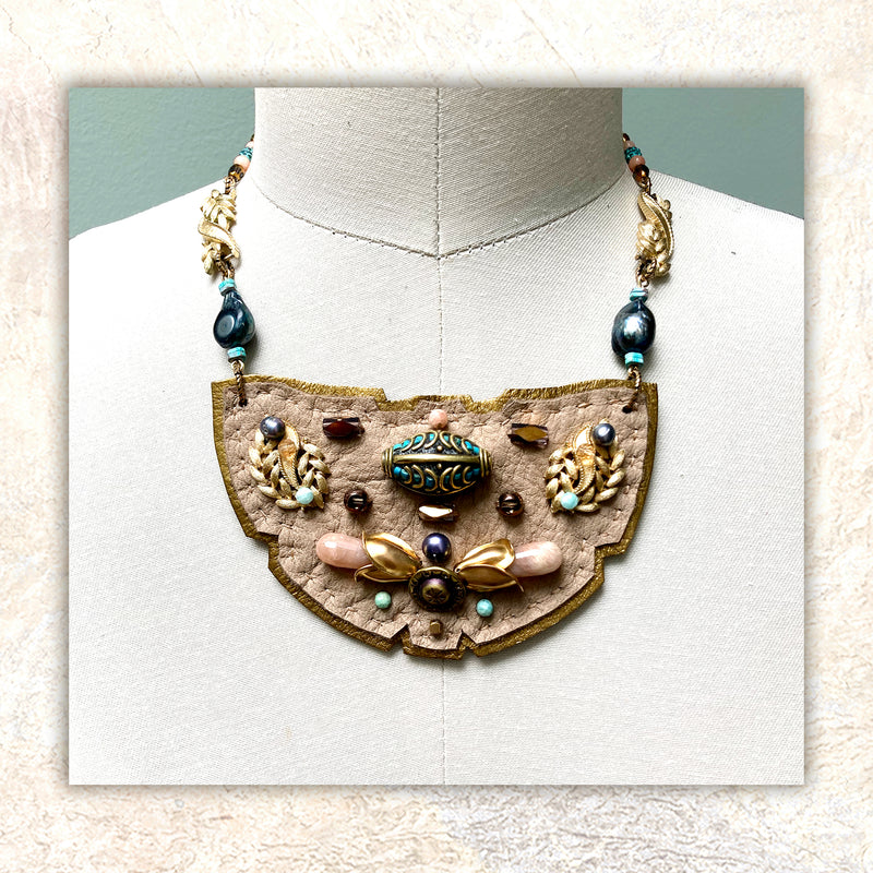 SHIELD NECKLACE : Vintage Brass Mosaic