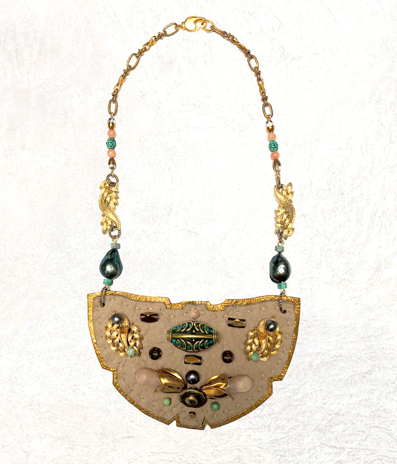 SHIELD NECKLACE : Vintage Brass Mosaic