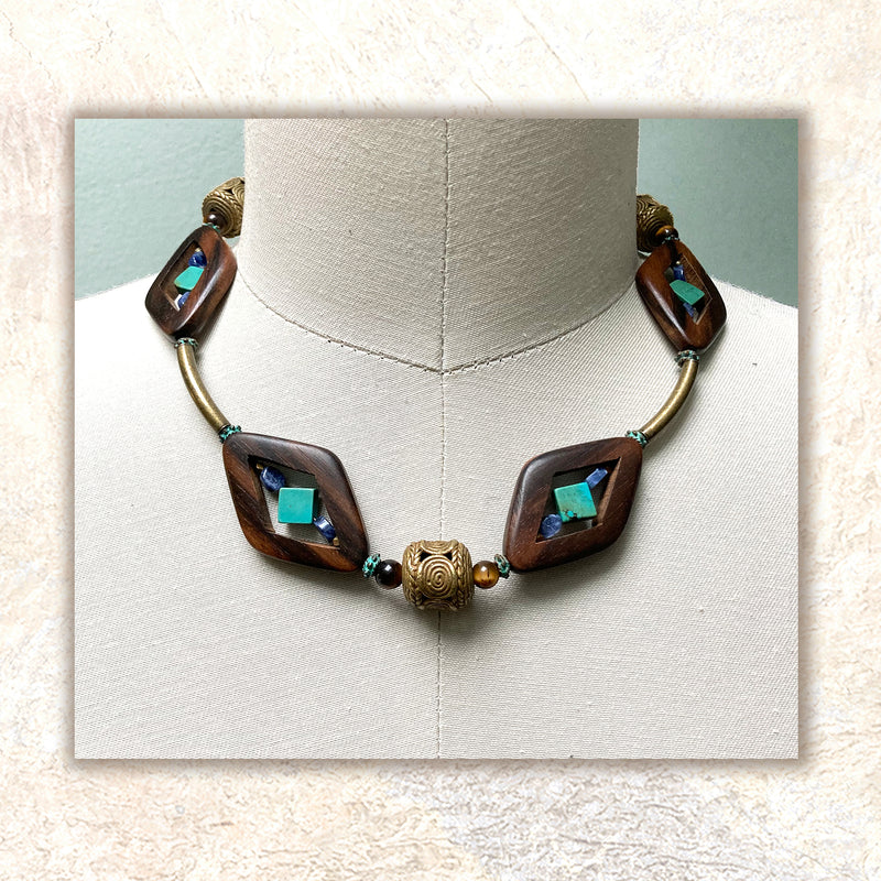 THIRD EYE NECKLACE : Turquoise & Tiger Eye