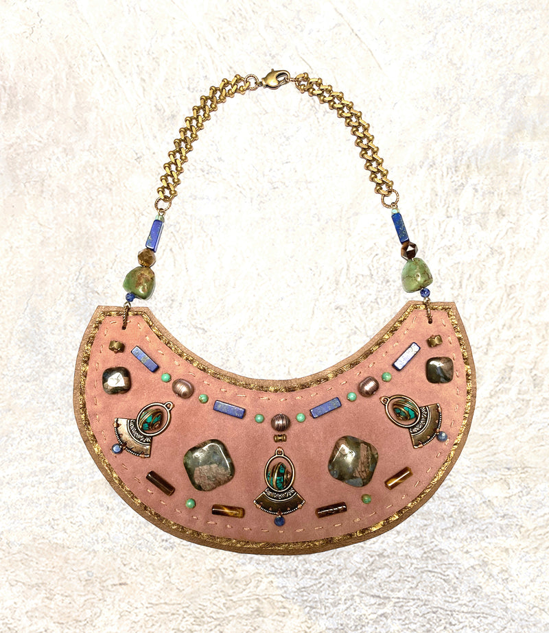 SHIELD NECKLACE : Turquoise & Tiger Eye