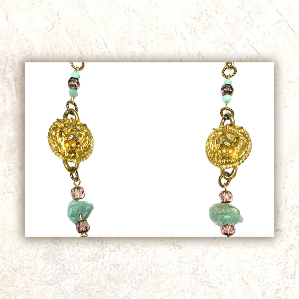 SHIELD NECKLACE : Brass Filigree & Untamed Lions